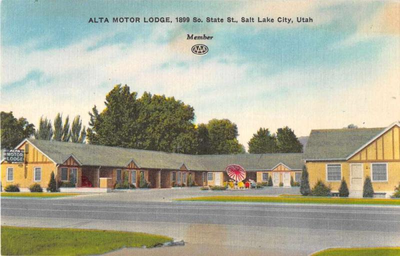 Salt Lake City Utah Alta Motor Lodge Antique Postcard J53258