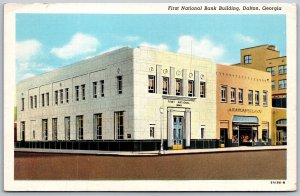 Vtg Dalton Georgia GA First National Bank Building 1940s Linen View Postcard