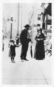 Amish Family Pennsylvania Street View Real Photo 1947 R.P.O. Cancel Postcard