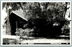 RPPC Up Where the North Begins Bungalow Portage Wisconsin WI 1948 Postcard J2