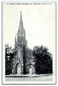 1947 St. Anthony's Church Exterior Effingham Illinois IL Unposted Trees Postcard