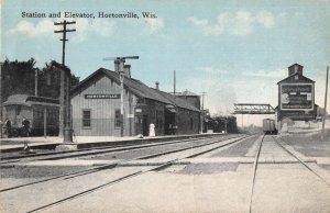 Hortonville Wisconsin Train Station and Elevator Vintage Postcard AA23406