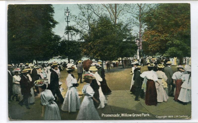 Promenade Crowd Willow Grove Amusement Park Philadadelphia Pennsylvania postcard