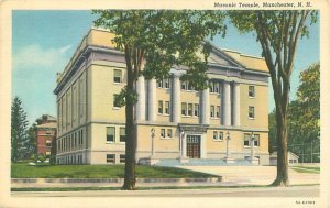 Manchester New Hampshire  Masonic Temple 1947 Linen Postcard