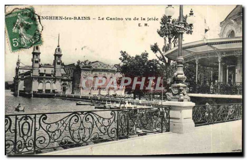 Old Postcard Enghien les Bains Casino seen from the pier