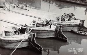 C23/ Yokohama Japan Foreign Real Photo RPPC Postcard c1950s Life on Barges