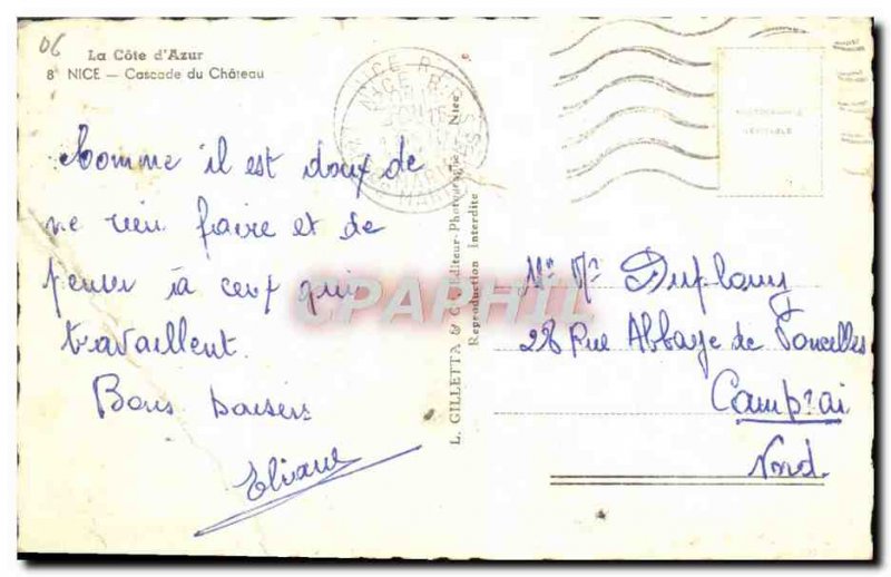 Postcard Modern Nice castle waterfall