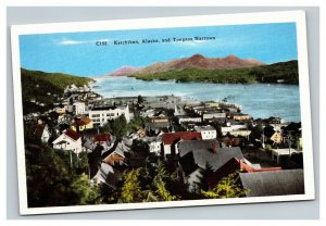 Vintage 1940's Postcard Aerial View Ketchikan Alaska Tongass Narrows