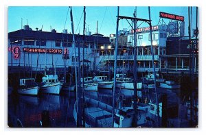 Fisherman's Wharf San Francisco California Postcard Night View 