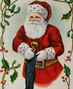 Santa Claus Postcard Saint Nicholas Father Christmas Horn Stocking Stecher 314 E