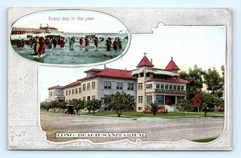 Postcard CA Long Beach c1909 View Long Beach Sanitarium Advertising R64