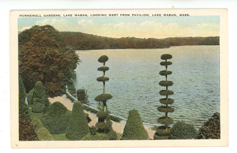 MA - Wellesley. Looking West from Pavilion, Hunnewell Gardens, Lake Waban