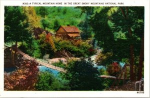 Typical Mountain Home Great Smoky Mountains National Park Postcard VTG UNP