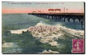 Postcard Old Trouville Queen of Beaches La Jetee Promenade in heavy weather