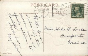 Christmas Boy White Snow Suit Embossed Ellen Clapsaddle  c1910 Postcard #1