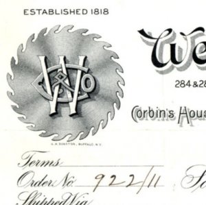 Buffalo NY Weed Hardware Billhead Mechanics Tools