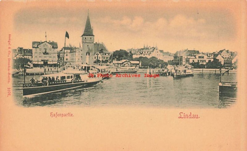 Germany, Lindau, Hafenpartie, Steamer, Stengel No 1076