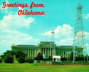 Vtg Chrome Postcard Oklahoma City OK Greetings State Capitol Unused UNP