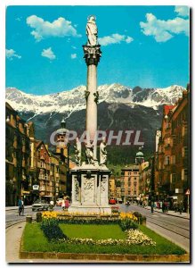 Modern Postcard Innsbruck Maria Theresia Street with the statue of St. Anne