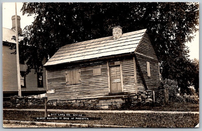 Marietta Ohio 1930s RPPC Real Photo Postcard Ohio Land Co Office Building