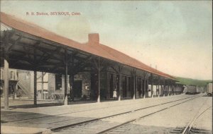 SEYMOUR CONN CT Railroad Train Station Depot Antique Postcard