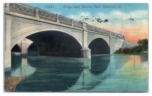 1914 Bridge near Electric Park, Waterloo, IA Postcard