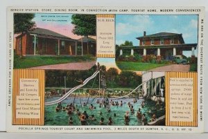 South Carolina Pocalla Springs Tourist Court 1935 Sumter to CT  Postcard Q12