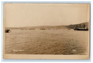 c1920's Sea View Ship Gallipoli Turkey RPPC Photo Unposted Vintage Postcard 