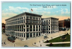 c1910s The King Country Court House Seattle Washington WA Unposted Cars Postcard