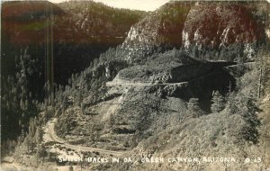 Arizona Oak Creek Canyon Switch backs 1940s RPPC Photo Postcard 22-6746