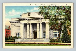 Ann Arbor MI, University Of Michigan Alumni Memorial Hall Gardens Linen Postcard