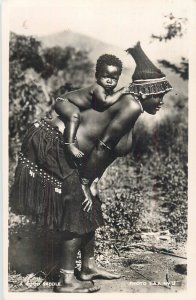 A Good Sadle native mother and baby photo postcard vintage