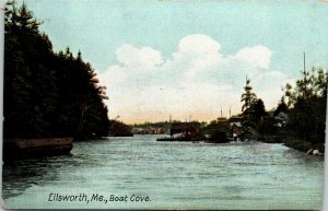 Ellsworth ME Maine Boat Cove Antique Postcard Germany DB UNP Unused  