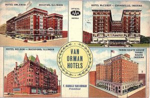 Postcard HOTEL SCENE Decatur Illinois IL AI8922