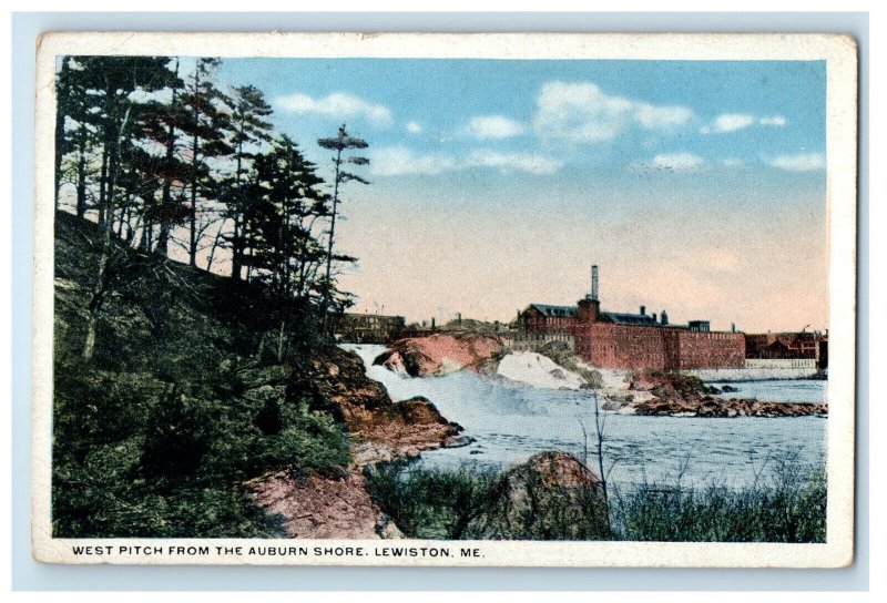 1920 West Pitch From The Auburn Shore, Lewiston Maine ME Posted Postcard 