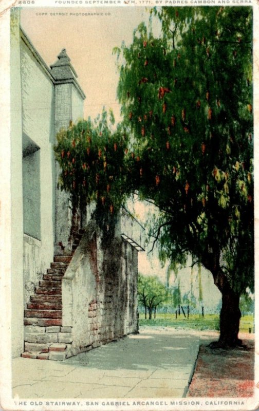 California San Gabriel Arcangel Mission The Old Stairway Detroit Publishing