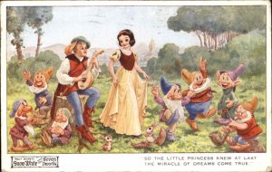 Vintage Postcard WALT DISNEY Snow White and the Seven Dwarfs AD ADVERTISING