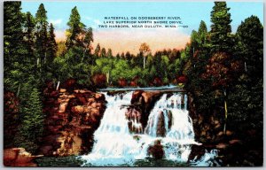 Waterfall On Gooseberry River Lake Superior North Shore Drive Duluth MN Postcard