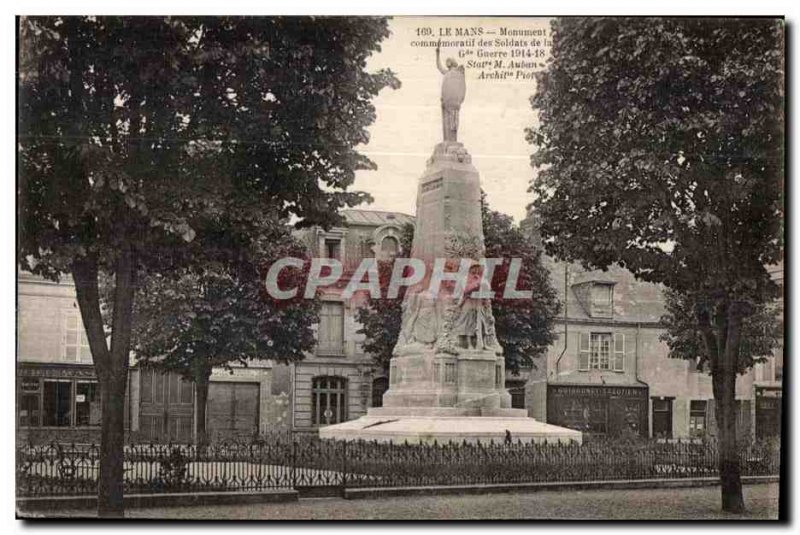 Old Postcard Le Mans Commemorative Monument Statue of Soldiers