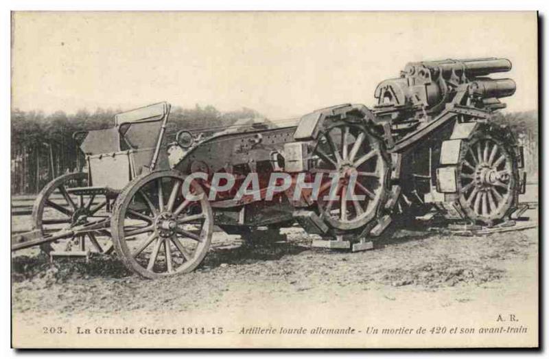 Old Postcard German Army Artillery Mortar 420 and its front end