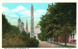 Vintage Postcard West State Street Monument Church Harrisburg Pennsylvania PA