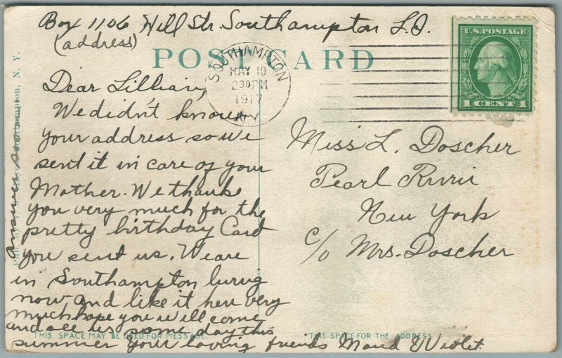 SOUTHAMPTON NY LAKE AGAWAM ANTIQUE POSTCARD