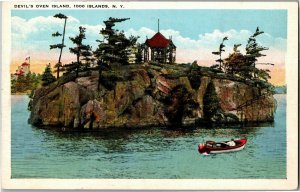 View of Devil's Oven Island, 1000 Islands NY Vintage Postcard F48