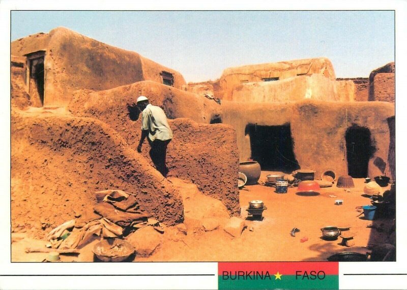 Burkina Faso traditional housing district Dioulassoba postcard