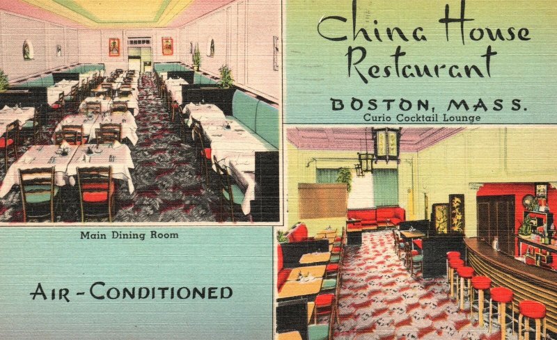 Vintage Postcard 1950 View of China House Restaurant Boston Massachusetts MA