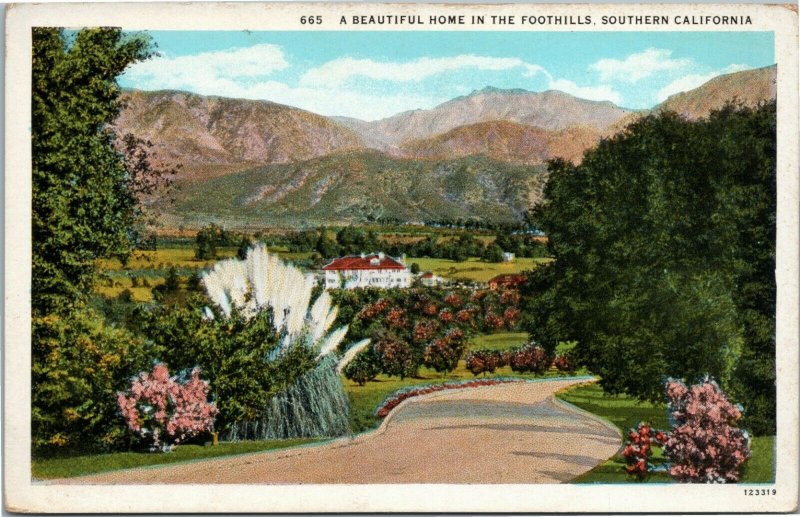 A Beautiful Home in the Foothills, Southern California postcard