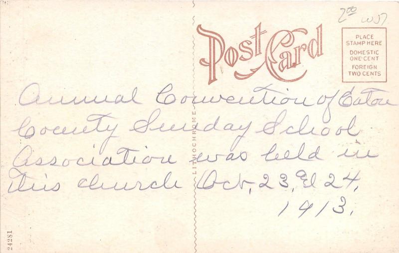 Grand Ledge Michigan~Methodist Episcopal Church~Note on Back~1913 Postcard