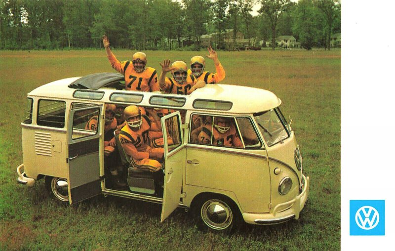 Ridgefield NY Volkswagen Football Team Open Roof Van Postcard