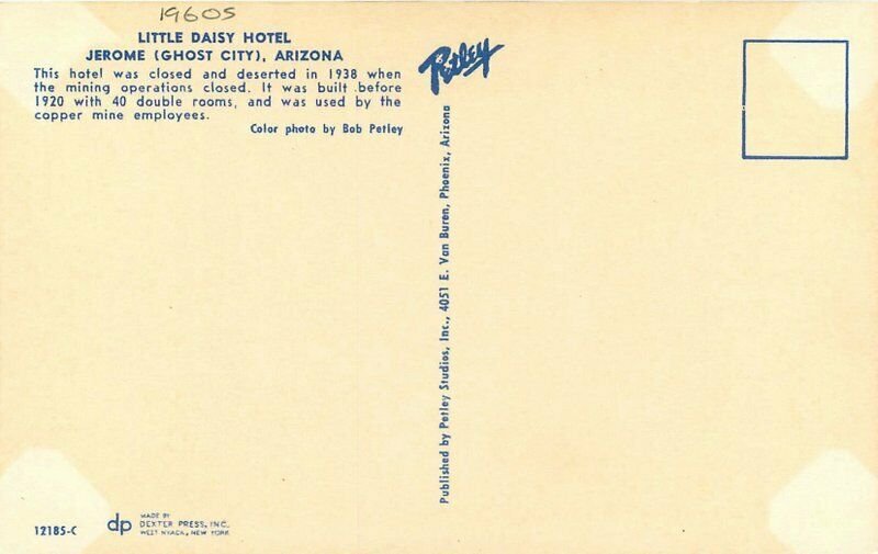 Arizona Ghost Town Little Daisy Hotel Jerome Postcard Roadside Petley 20-9518