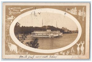 1903 City Of Bangor Steamship Greetings Bangor Maine ME RPPC Photo Postcard 